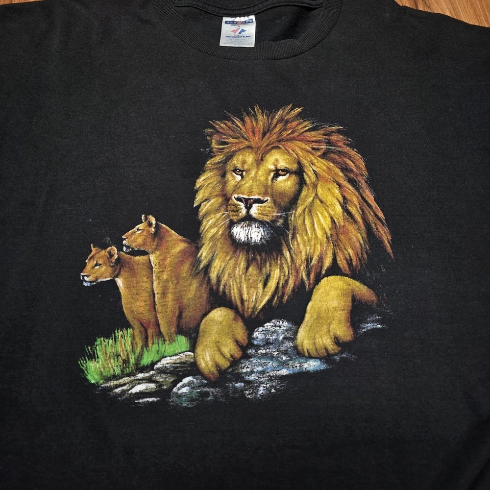 Y2k Graphic Shirt Mens 2XL Black Jerzees Safari Wildlife Big Cat Tee - Picture 3 of 7